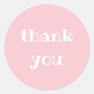 Sticker Rond Appréciation simple Merci rose et blanc rond