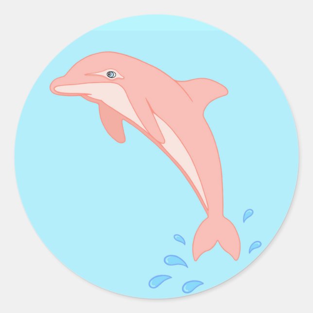 Sticker Rond Apprend le dauphin rose (Devant)