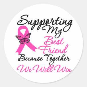 Sticker Rond Appui de cancer du sein (meilleur ami)