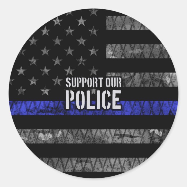 Sticker Rond Appuyer notre drapeau en détresse de la police (Devant)