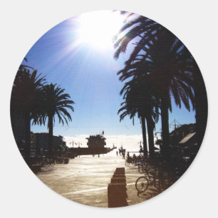 Sticker Rond Après-Midi Sur La Plage D'Hermosa