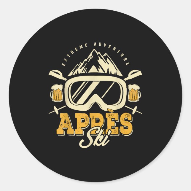 Sticker Rond Apres Ski Party, Bière & amp; Boissons Après Sk (Devant)