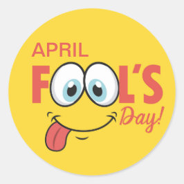 Sticker Rond April Fool's Day Happy Funny Face | Vacances