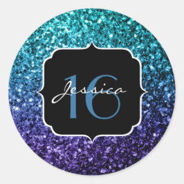 Sticker Rond Aqua bleu Ombre parties scintillant scintille Swee