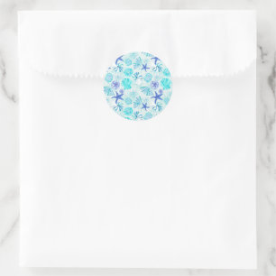 Sticker Rond Aqua-bleu-turquoise couleur d'aquarelle mixte