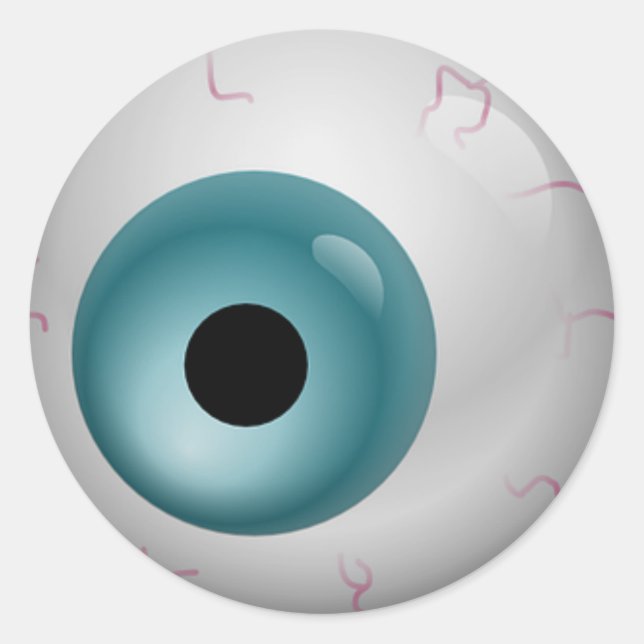 Sticker Rond Aqua Blue Blooshot Zombie Eyeball Halloween (Devant)