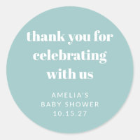 Aqua Blue Cute Baby shower Merci personnalisé