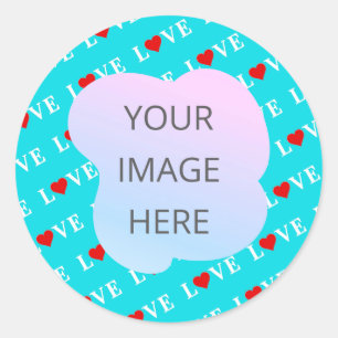 Sticker Rond Aqua Blue LOVE Modern Chic