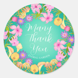 Sticker Rond Aqua du Jardin Floral