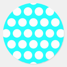 Sticker Rond Aqua et Pois blancs