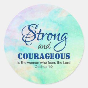 Sticker Rond AQUA, Femme chrétienne FORTE ET COURAGEUSE
