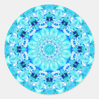 Sticker Rond Aqua Lace Mandala, Délicieuse, Abstraite