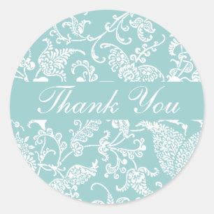Sticker Rond Aqua Paisley Merci