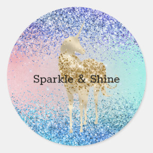 Sticker Rond Aqua Purple Parties scintillant Sparkle Gold Unico