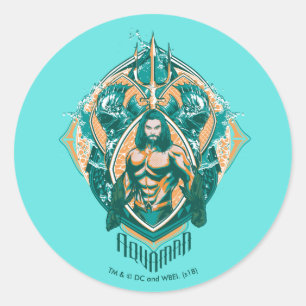 Sticker Rond Aquaman   Aquaman et tranchoirs graphiques