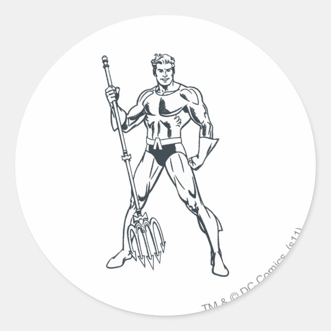 Sticker Rond Aquaman avec Pitchfork BW (Devant)