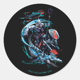 Sticker Rond Aquaman | Orm, Manta noir, Tylosaur, et bateaux