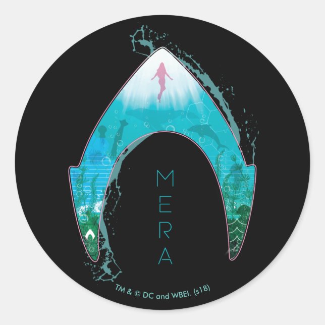 Sticker Rond Aquaman | voient le graphique d'océan de symbole (Devant)