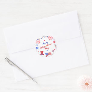 Sticker Rond Aquarelle 4 juillet fête de l'indépendance