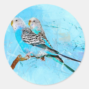 Sticker Rond Aquarelle à deux perroquets