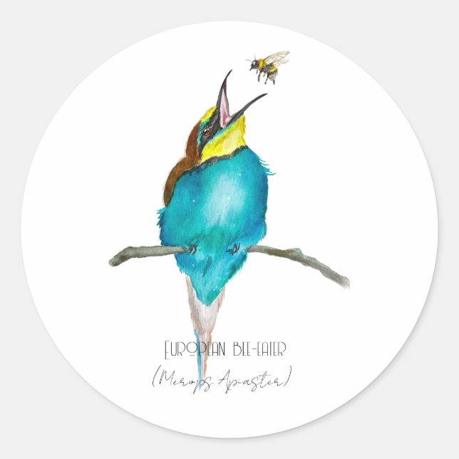 Sticker Rond Aquarelle (Abeille européenne) (Devant)