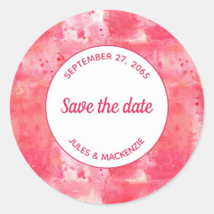 Sticker Rond Aquarelle Abstraite moderne rose Enregistrer la da