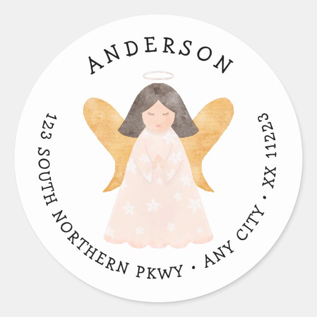 Sticker Rond Aquarelle Angle adresse de retour (Devant)