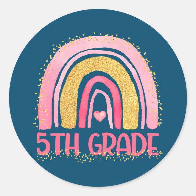 Sticker Rond Aquarelle arc-en-ciel de 5e année Enseignants Enfa (Devant)