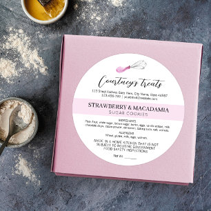 Sticker Rond Aquarelle Art Blush Pink Accueil Boulangerie Licen