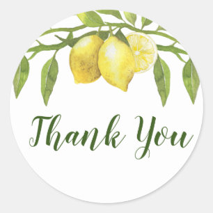 Sticker Rond Aquarelle aux citrons fleuris
