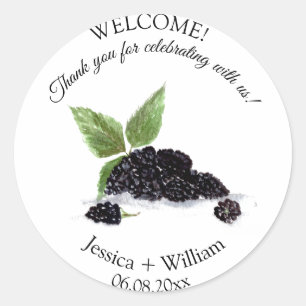 Sticker Rond Aquarelle aux fruits de baies de Blackberry Mariag