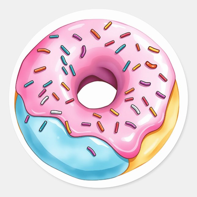 Sticker Rond Aquarelle avec glace et arrosage sur blanc (Devant)