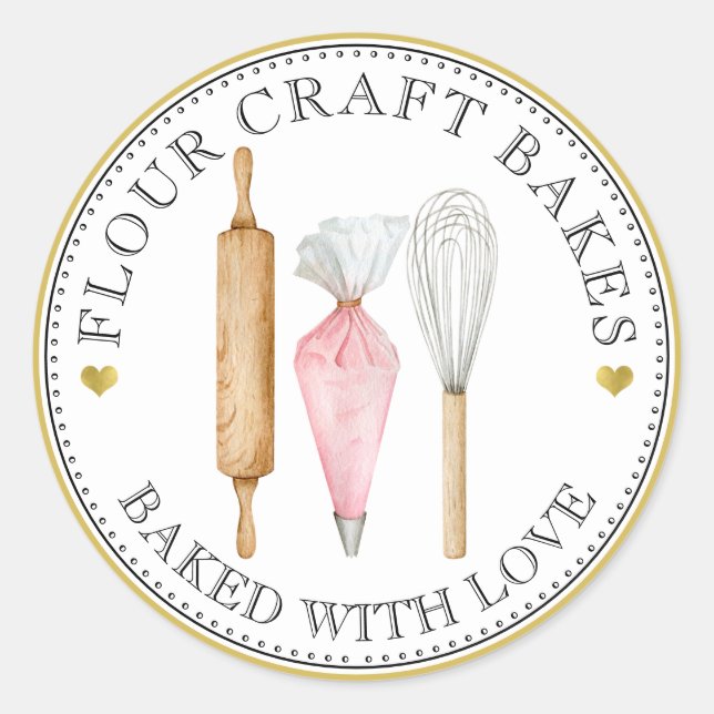 Sticker Rond Aquarelle Baker pâtisserie Chef Baker's Tools (Devant)