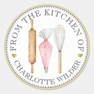 Sticker Rond Aquarelle Baker pâtisserie Chef Baker's Tools
