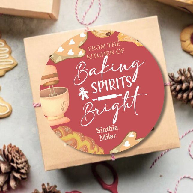 Sticker Rond Aquarelle Baking Spiritueux Bright Holiday Baking (Créateur téléchargé)