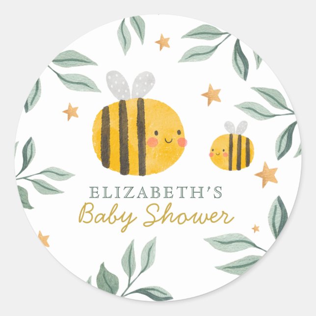 Sticker Rond Aquarelle Bee Honey Baby shower sucré serviettes (Devant)