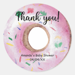 Sticker Rond Aquarelle beignets roses merci