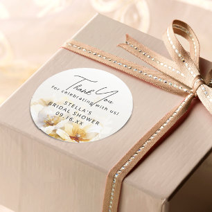 Sticker Rond Aquarelle Blanc Dieu Fleur Fête des mariées