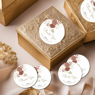 Sticker Rond Aquarelle blanche Floral Rustique or musulman Favo
