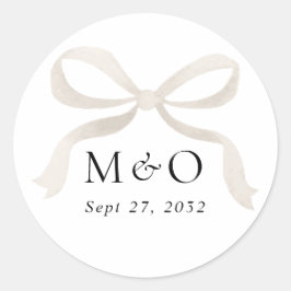 Sticker Rond Aquarelle blanche ivoire moderne Mariage Monogramm