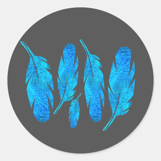 Sticker Rond Aquarelle bleu (Devant)
