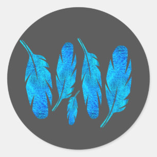 Sticker Rond Aquarelle bleu