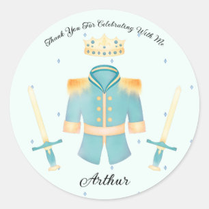 Sticker Rond Aquarelle bleu et or Petit Merci Prince