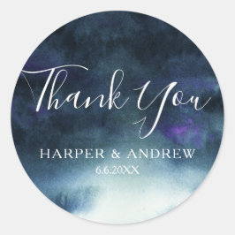 Sticker Rond Aquarelle bleu marine moderne | MERCI