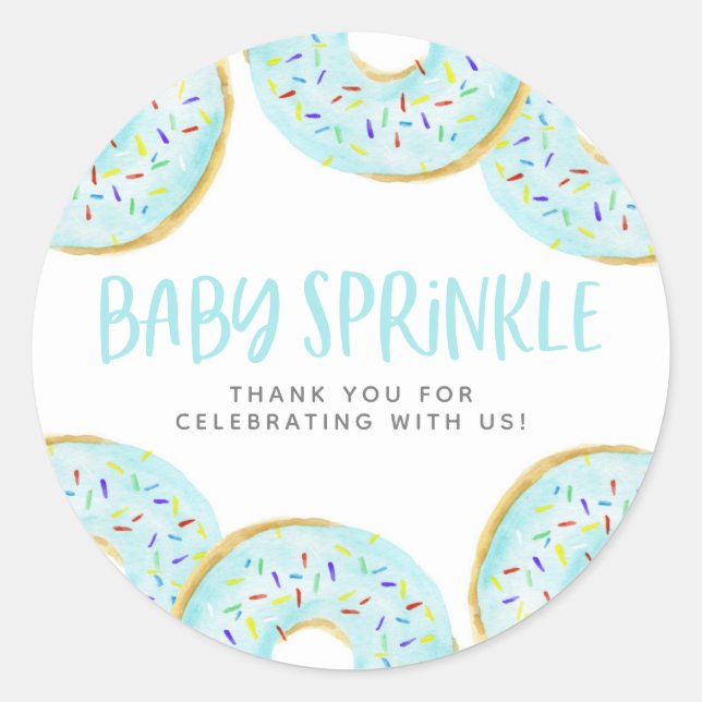 Sticker Rond Aquarelle bleue Donuts Baby Sprinkle Merci (Devant)