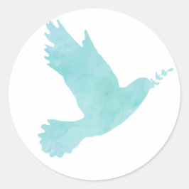 Sticker Rond Aquarelle Blue Dove