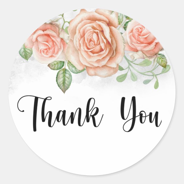 Sticker Rond Aquarelle Blush rose Floral que vous (Devant)
