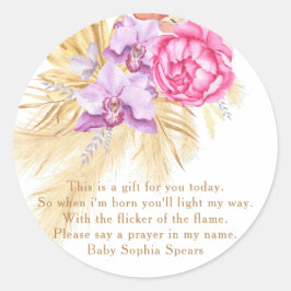 Sticker Rond Aquarelle boho pampas herbe - candel de prière éti