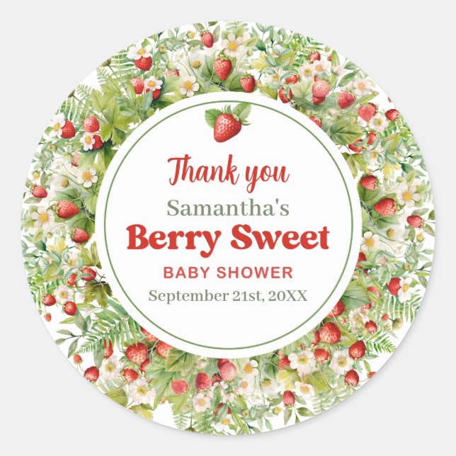 Sticker Rond Aquarelle Bois fraise Berry Sweet (Devant)