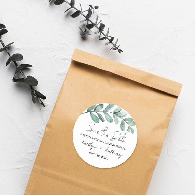 Sticker Rond Aquarelle botanique Verdure Eucalyptus (Créateur téléchargé)